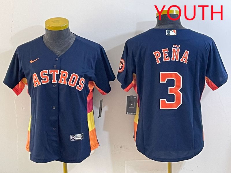 Youth Houston Astros 3 Pena Blue City Edition 2025 Nike MLB Jersey style 1